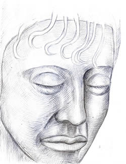 Large Head with Closed Eyes silverpoint